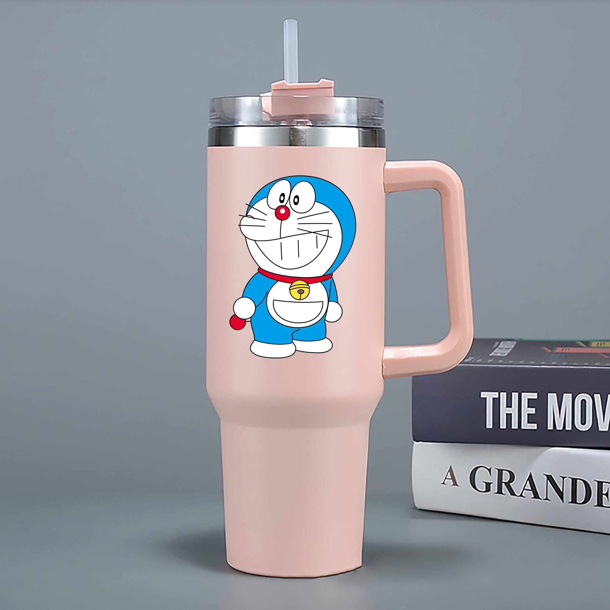 （画像用） ドラえもん Doraemon 1200mL車用タンブラー - クリスタルステッカー（プラスチックストロー付き）